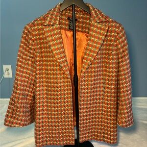Bob Mackie Orange Multicolor Tweed Blazer